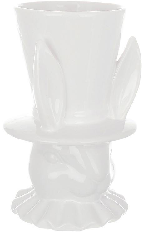 Ваза керамическая кролик в цилиндре 20,5 см Белый