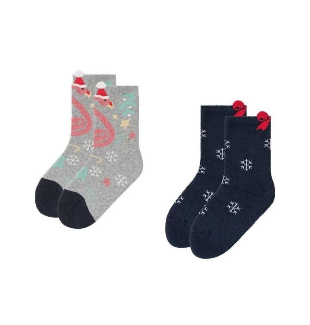 Шкарпетки дитячі махрові новорічні для дівчинки Pepperts! р. 35-38 2 пари Темно-синій/Сірий (24101608B)
