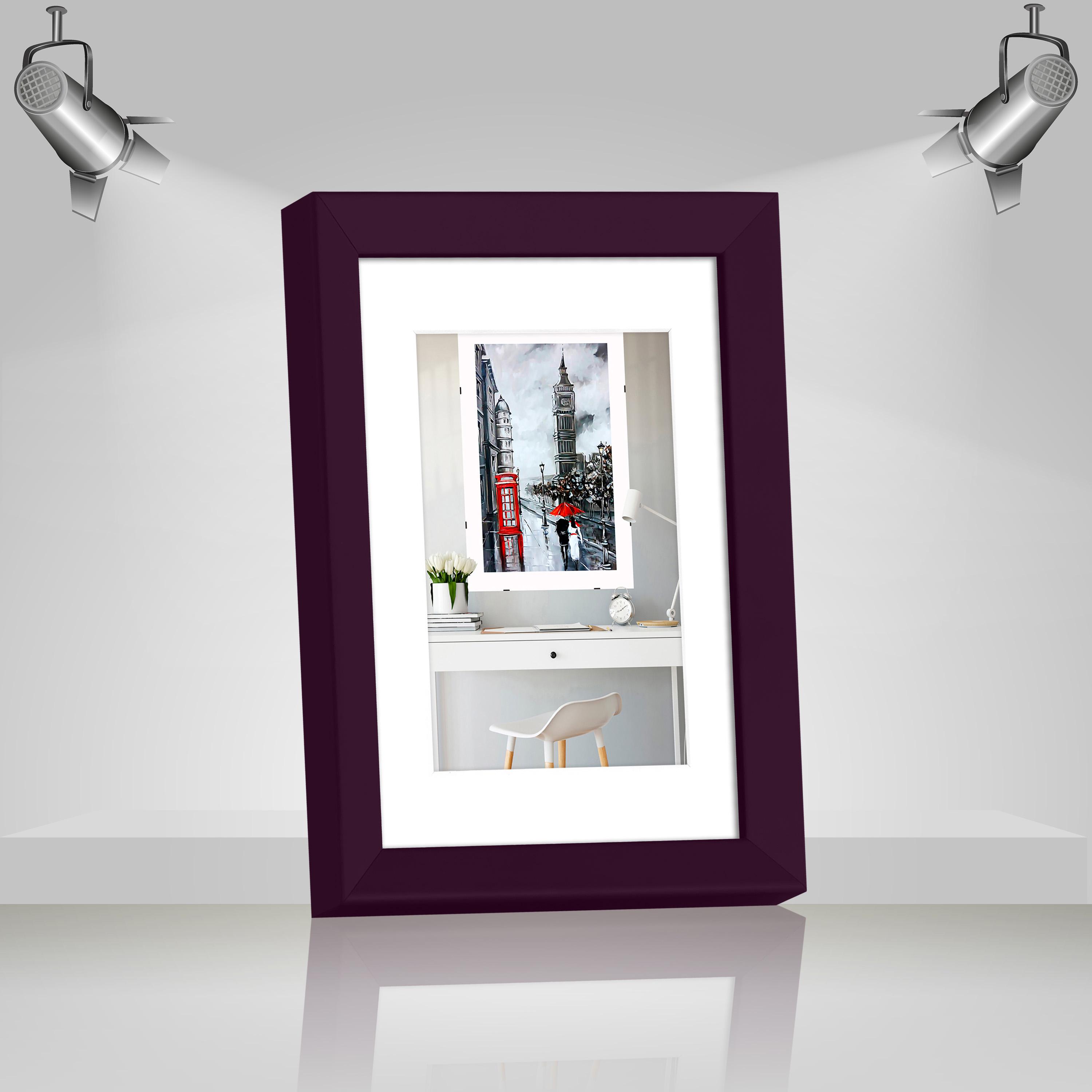 Фоторамка деревянная EmojiFrame 15х21 см А5 под фото 10х15 см AH2220-02 пластиковое стекло 0,8 мм паспарту Фиолетовый - фото 2