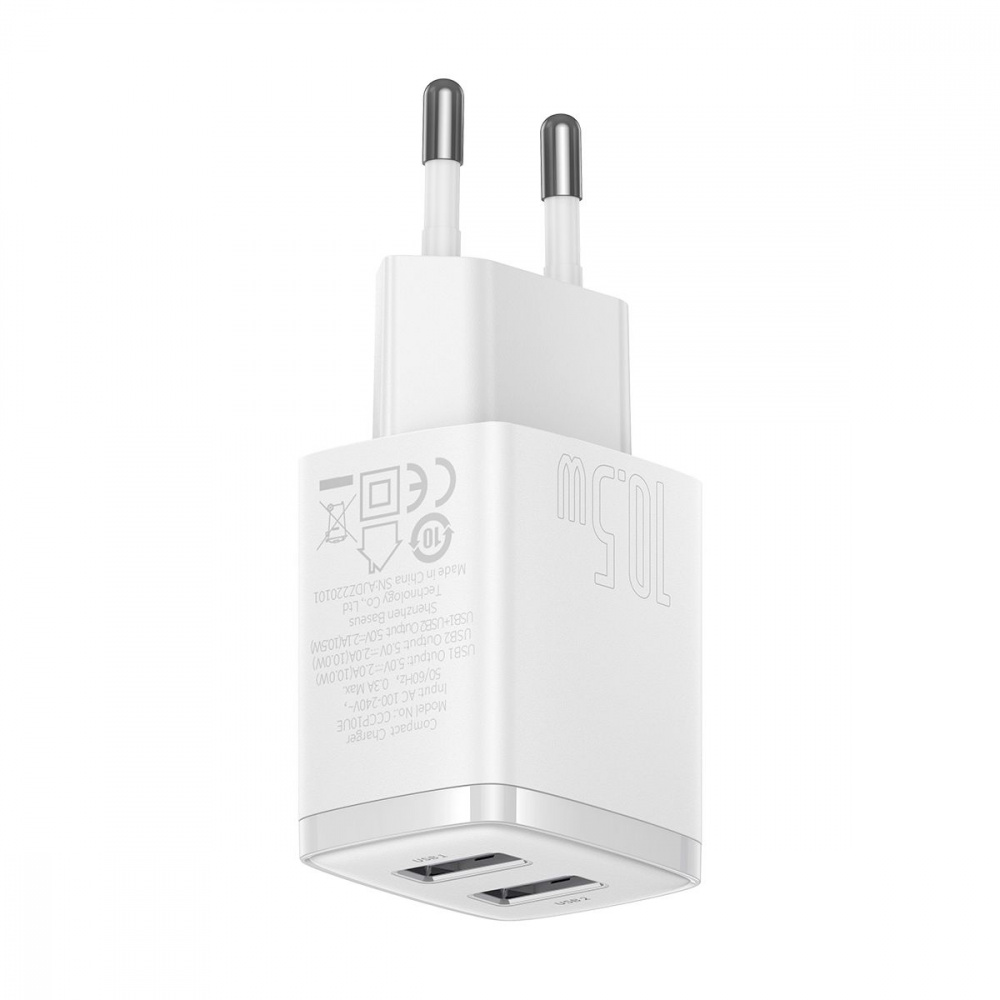 Зарядний пристрій BASEUS Compact 10,5W 2 USB White - фото 7