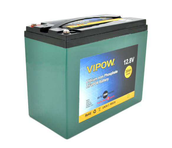 Акумуляторна батарея Vipow LiFePO4 12.8V 30Ah із вбудованою ВМS платою 25A (1866639033) - фото 1 Акумуляторна батарея Vipow LiFePO4 12.8V 30Ah із вбудованою ВМS платою 25A (1866639033) - фото 1