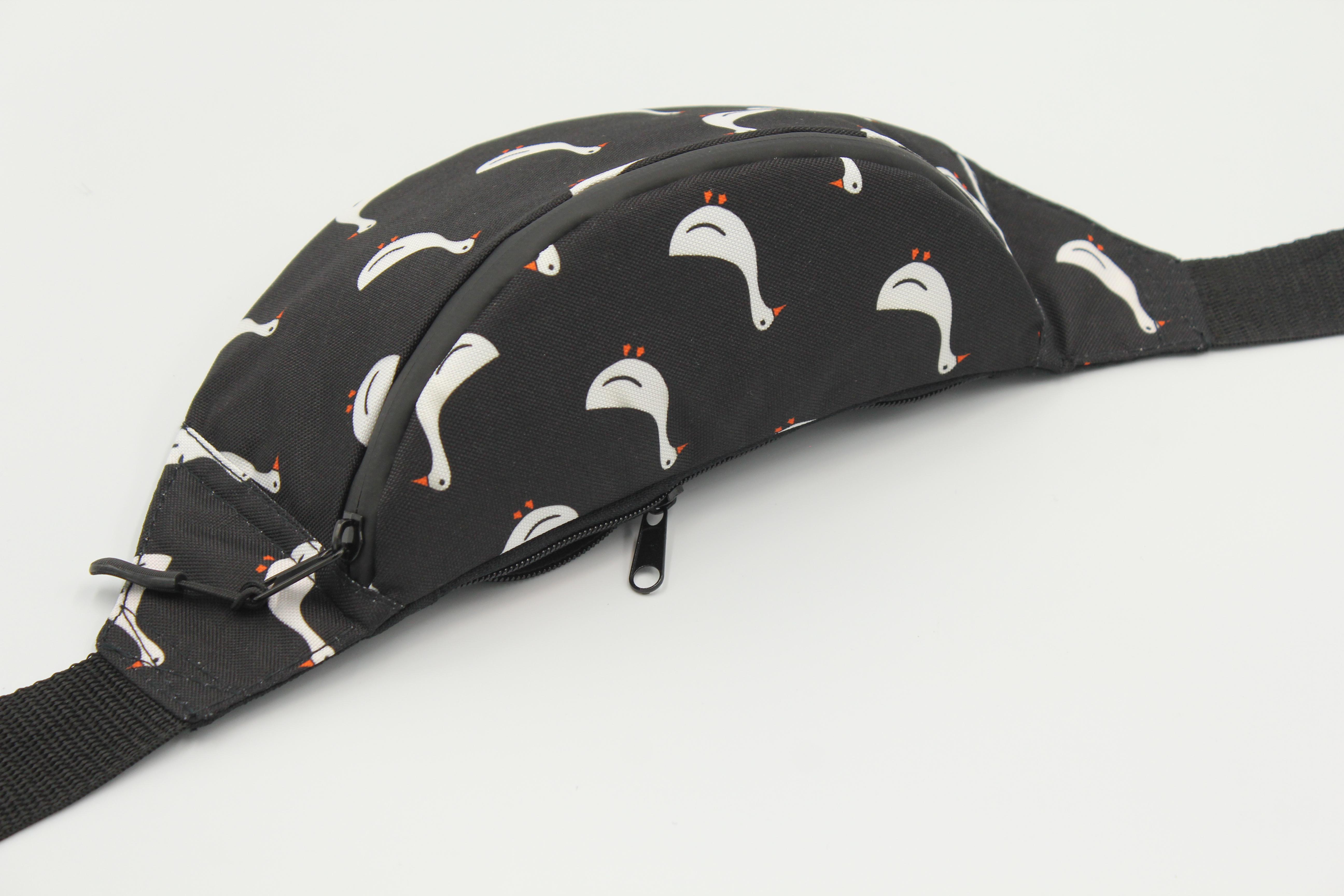 Сумка бананка Гуси Чорний (BT-034) - фото 7 Сумка бананка Гуси Чорний (BT-034) - фото 7