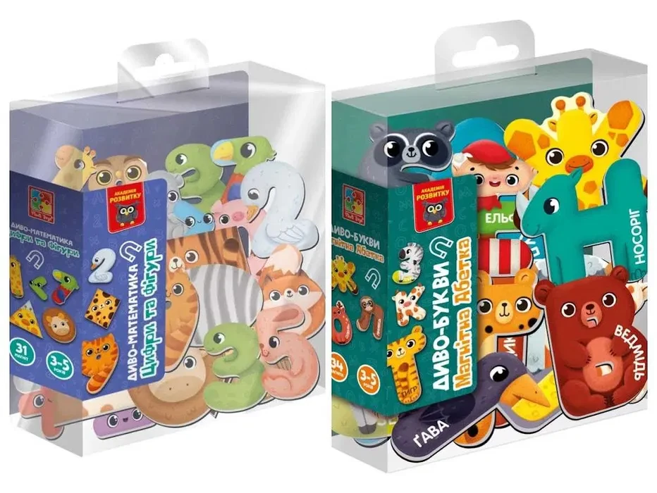 Комплект магнітних ігр Vladi Toys Диво-букви Абетка VT5411-18 та Диво-матика Цифри та фігури (VT5411-19)