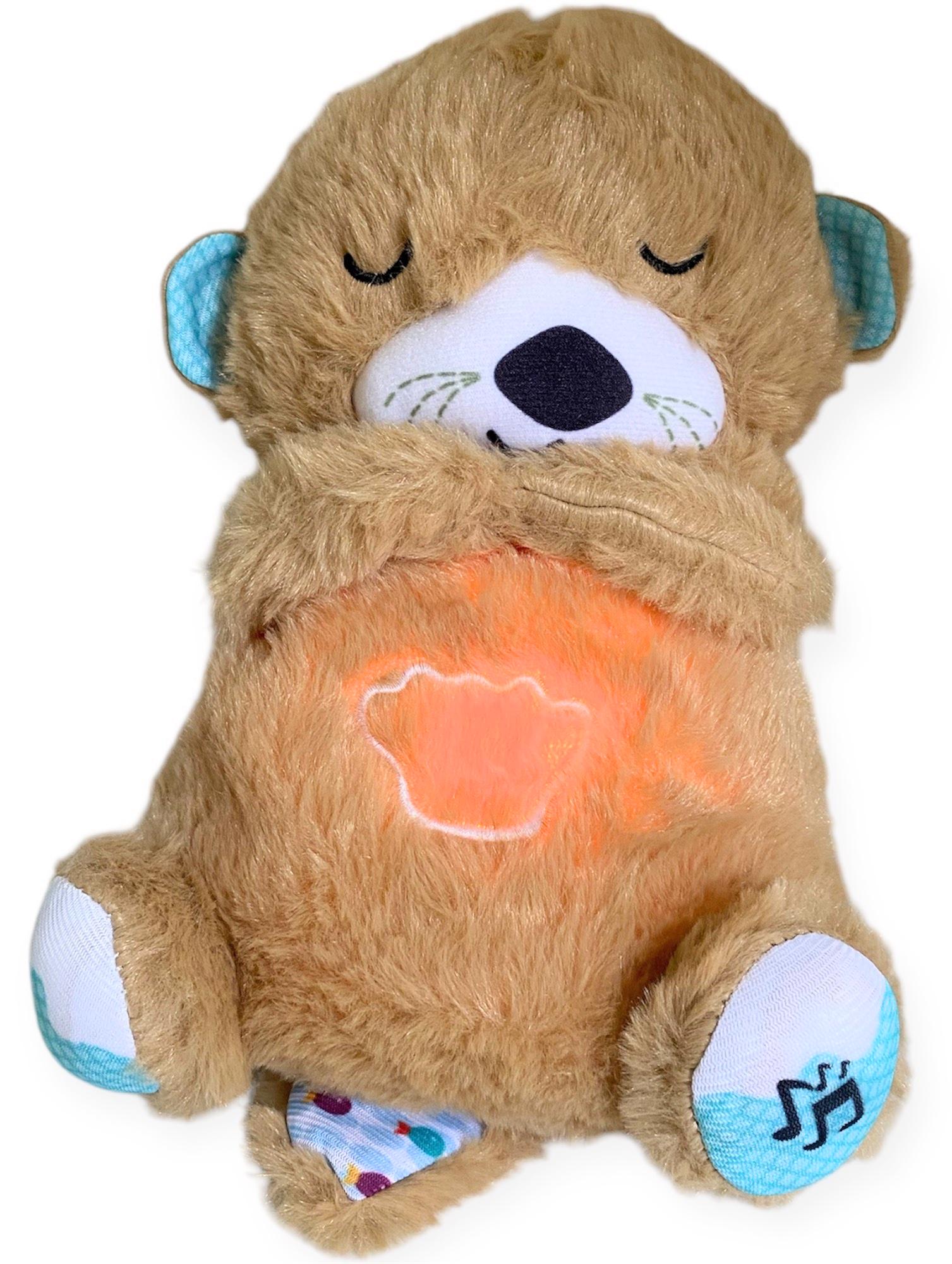 Мягкая игрушка Выдра Breathable Doll для сна с имитацией дыхания с подсветкой и колыбельной музыкой Бежевый