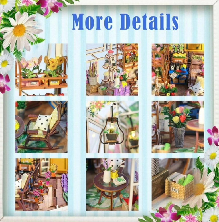 Румбокс книжковий CuteBee DIY DollHouse Бук Нук Садовий Будиночок 3D (M44) - фото 6