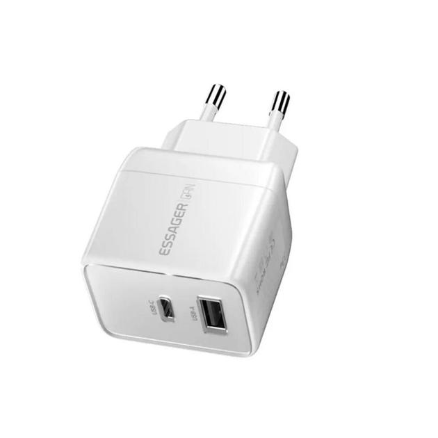 Зарядний пристрій мережевий 33W Essager GAN швидка зарядка PD/QC3.0 USB-A/USB Type-C ECT33W-LJB02-Z White (28495578)