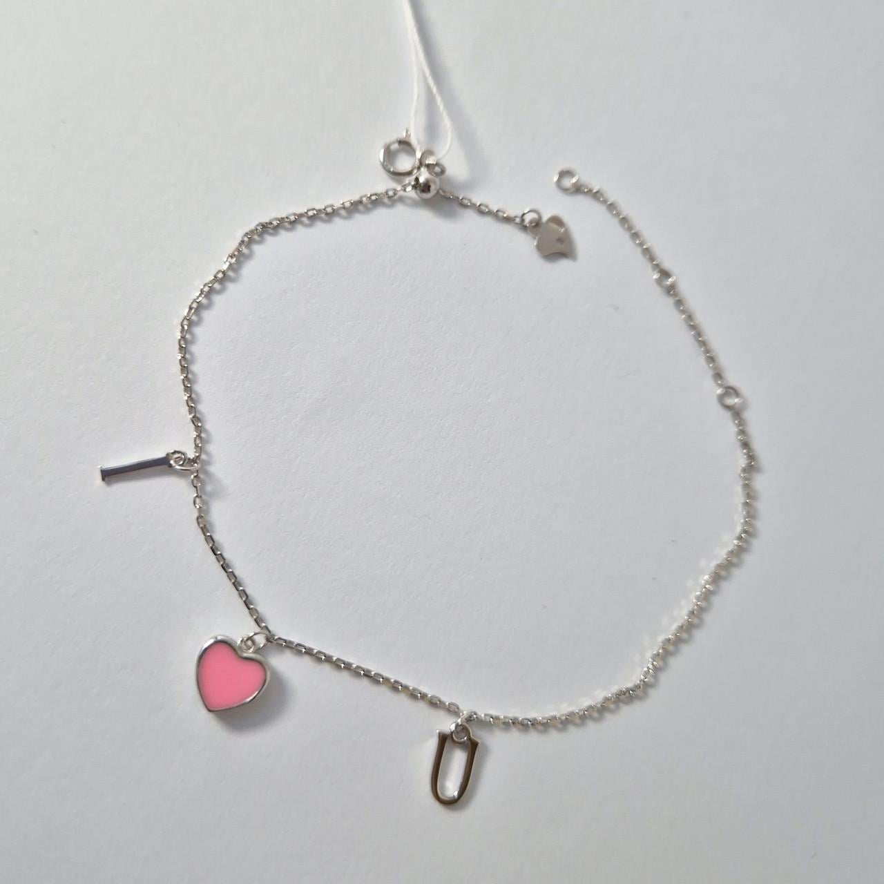 Браслет Сердце без камней с подвеской серебро до 21 см 925 пробы 1,40 г (б2/1035)