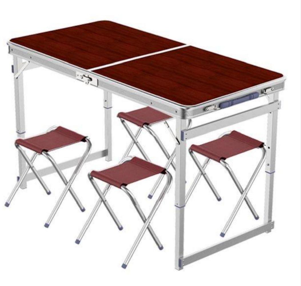 Стіл складаний та стільці 120х60х70 см 4 шт. Коричневий (SP32K) - фото 1 Стіл складаний та стільці 120х60х70 см 4 шт. Коричневий (SP32K) - фото 1