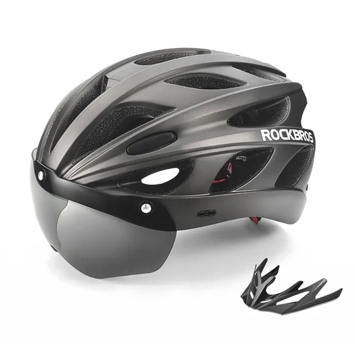 Велосипедний шолом Rockbros TT16 з магнітним візором 57-62 см In-Mold Сірий (RB-TT-16-3888)