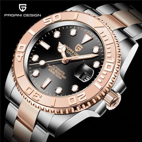 Годинник механічний Pagani Design PD-1651 водонепроникний з автопідзаводом Gold/Black (22818140) - фото 3