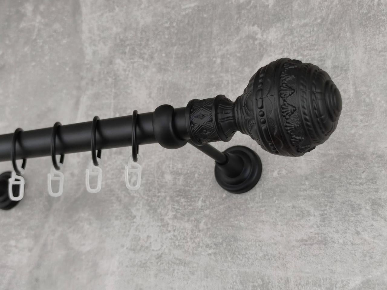 Карниз MStyle металлический для штор однорядный Арабеска 25 мм гладкий 160 см Черный (5020120)