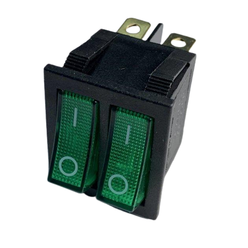 Переключатель Lemanso LSW04 KCD2-2101N двойной с подсветкой Зеленый