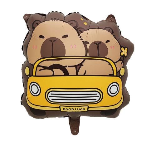 Шарик фольгированный Капибара на машине 46х52 см (2966177956)