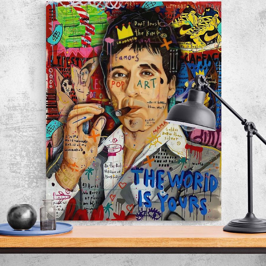 Картина HolstPrint Лицо со шрамом Scarface на холсте 50х70 см (RK0098)