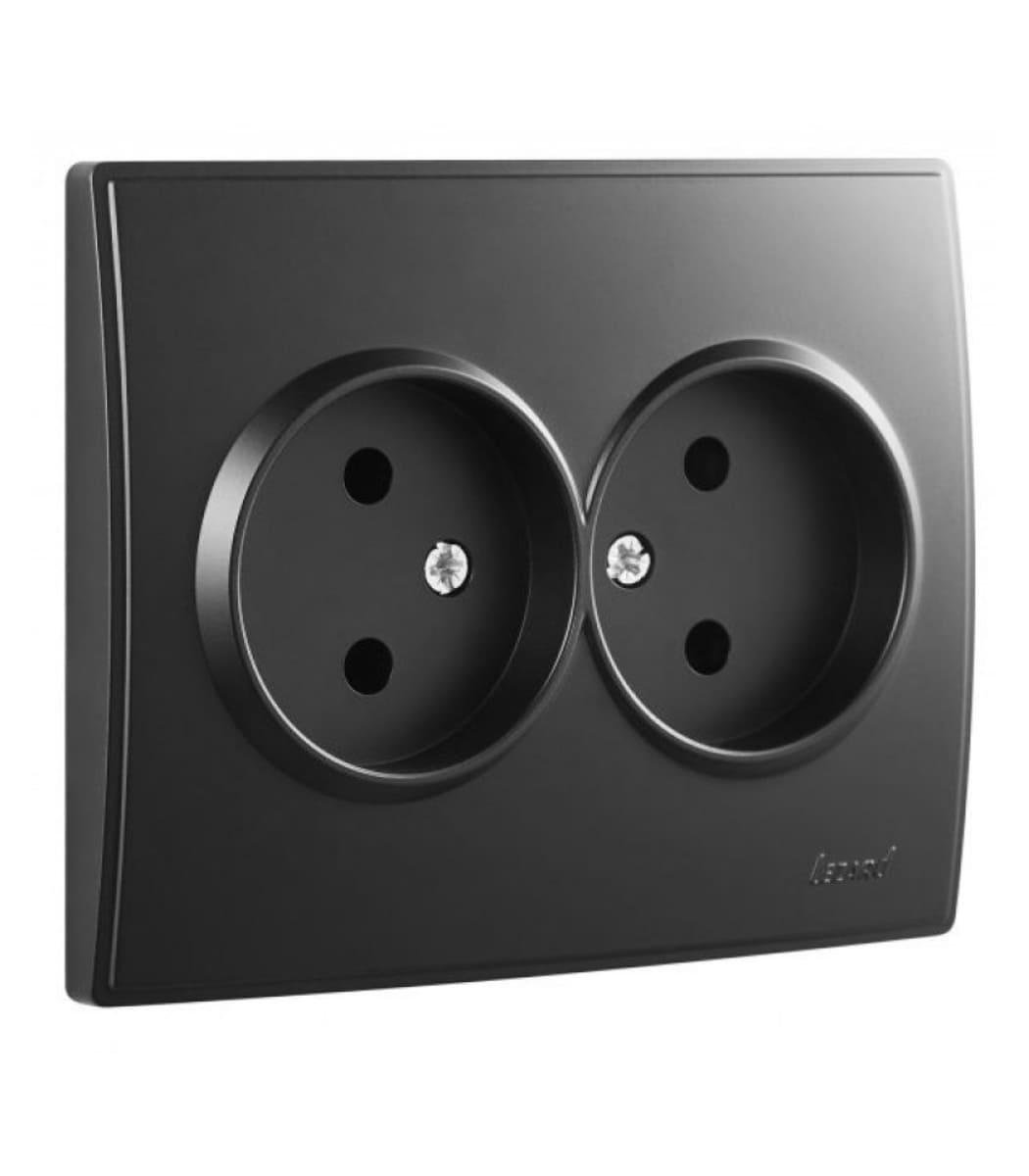 Розетка Lesya 705-4242-128B 2-я б/з Антрацит (00000039575)