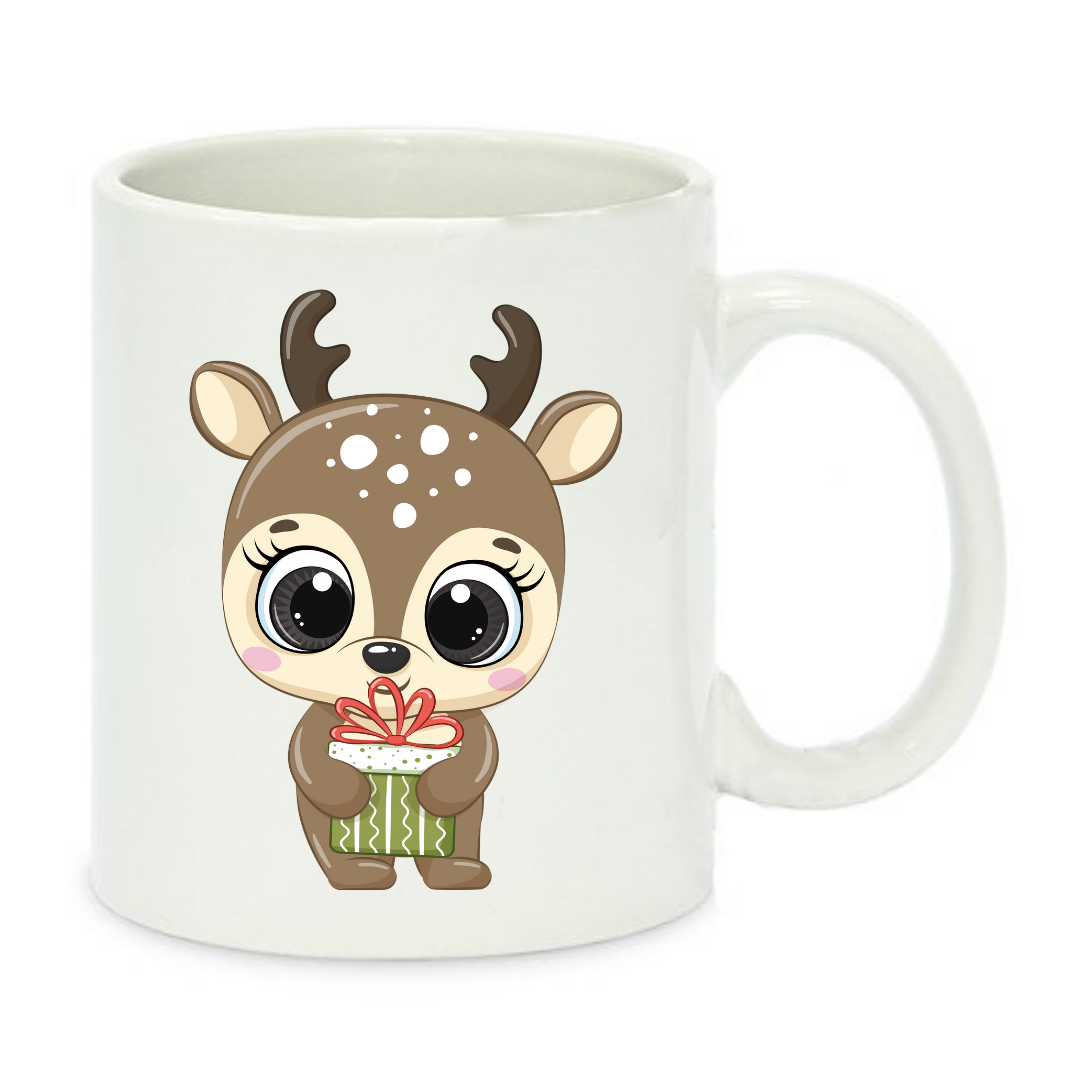 Чашка с принтом Новогодний олененок 330 мл Белый (001203)
