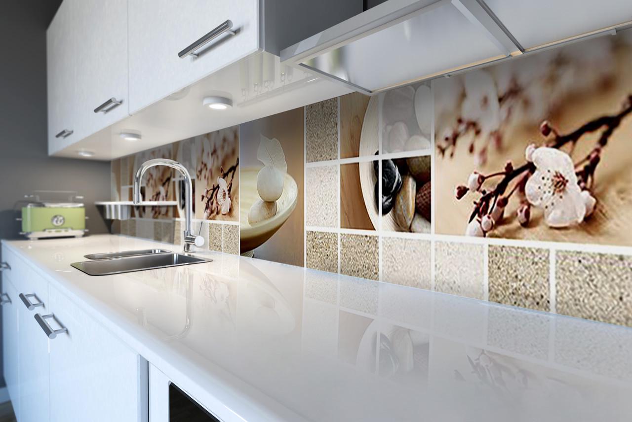 Кухонный фартук Охра 02 из самоклеющейся виниловой пленки 60х250 см Бежевый