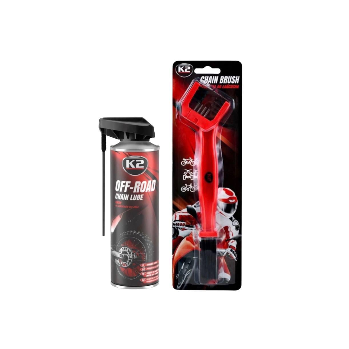 Набор по уходу за цепью мотоцикла K2 Off-Road Chain Lube 250 мл и щетка для очистки цепи Chain Brush