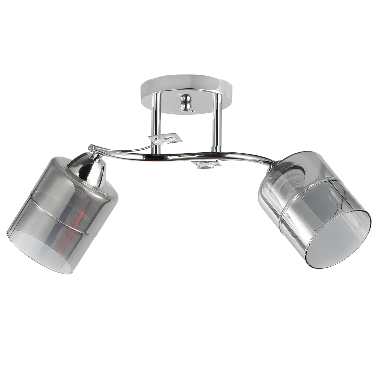 Люстра Svet на две лампы Е27 со стеклянными плафонами в форме цилиндра Дымчатый (SC-9073/2 CR)