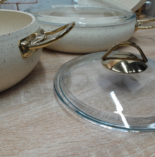 Набір посуду OMS з сотейником та сковорідкою з антипригарним покриттям для індукціі 9 пр. Айворі (3024-ind-ivory) - фото 2 Набір посуду OMS з сотейником та сковорідкою з антипригарним покриттям для індукціі 9 пр. Айворі (3024-ind-ivory) - фото 2