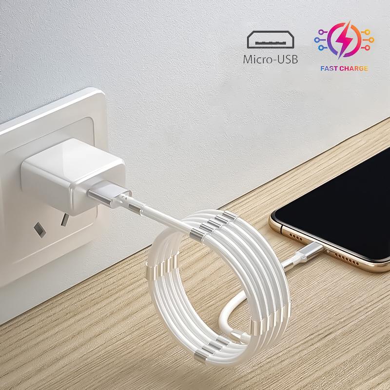 Кабель для зарядки телефона магнитный Micro USB Fast Data Cable 1 м Белый (1009012-White) - фото 3