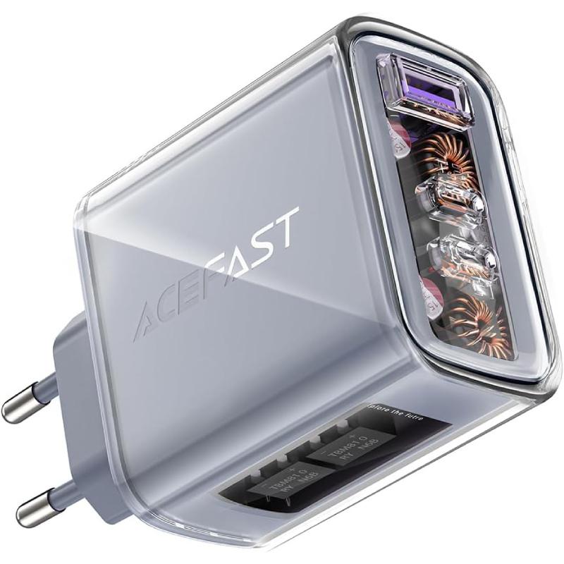 Зарядное устройство Acefast A45 65W 2xType-C 1xUSB Gan Fast Charger 5V 3,6A Mountain Mist (6974316282099)