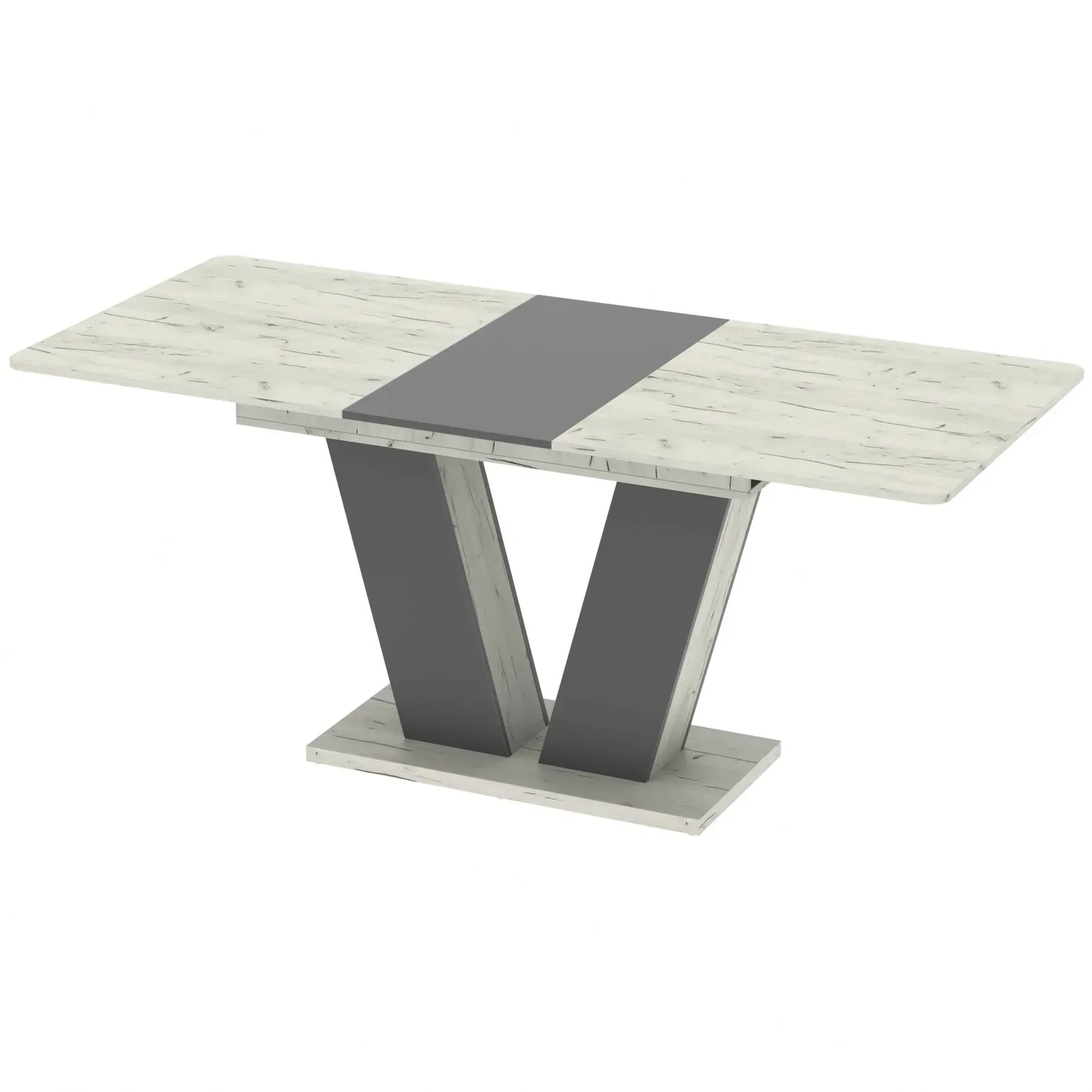 Обеденный стол раздвижной Неман Дэн 140-180х80х78 см Дуб крафт белый/Графит