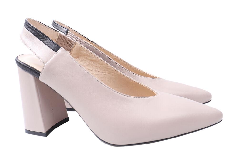 Туфли женские Aquamarin из кожи на большом каблуке р. 36 Бежевый (1906-21LT)