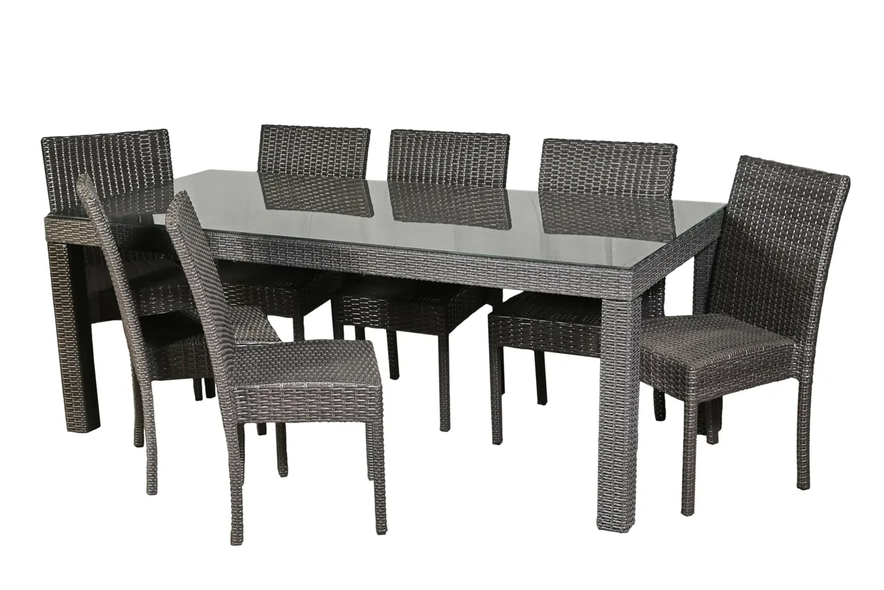 Комплект садових меблів Каліфорнія Максі зі штучного ротанга стіл/8 стільців Антрацит (CNT00008773)