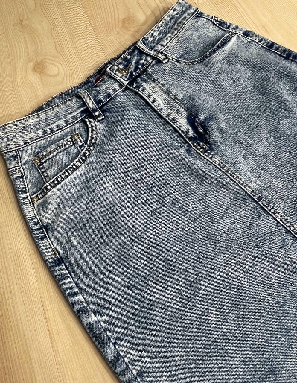 Спідниця джинсова жіноча Vanver 8118 з розрізом ззаду р. 32 Блакитний (26881530) - фото 8