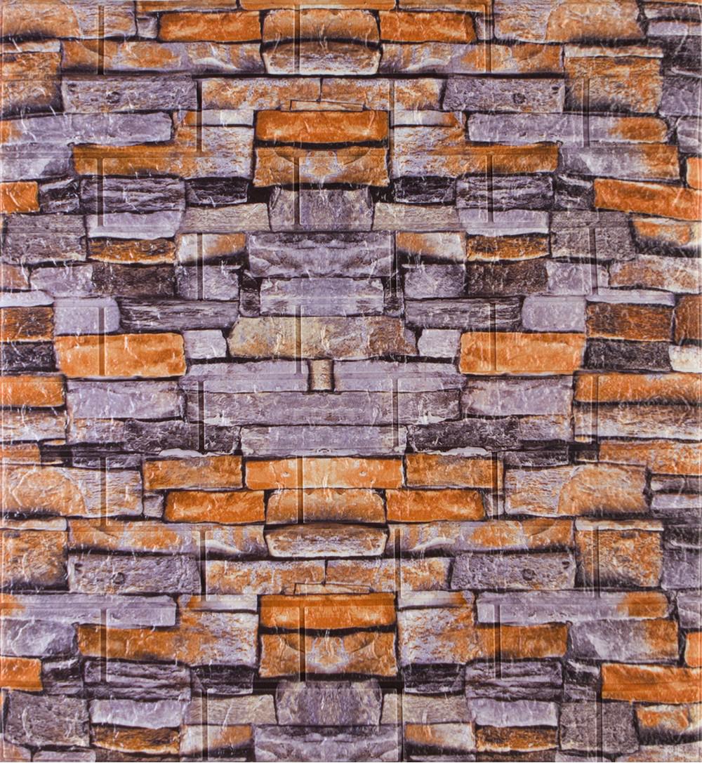 Панель-самоклейка 3D декоративная под кирпич песчаник 700x770x5 мм Фиолетовый