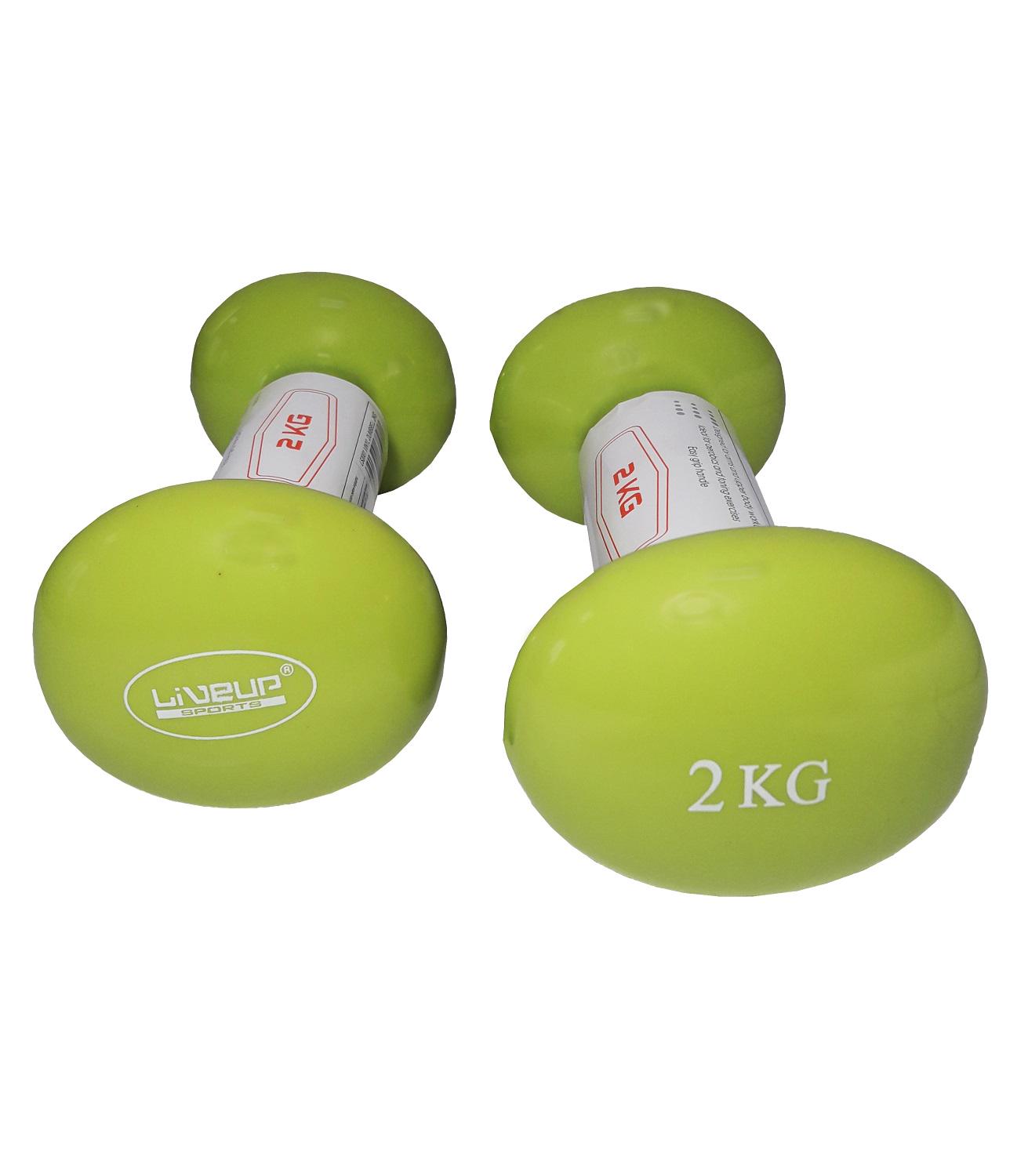 Гантели виниловые LiveUp VINYL DUMBBELL EGG HEAD 2х2 кг Салатовый (LS2001-2) - фото 1