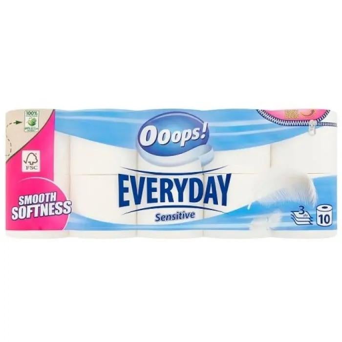 Туалетная бумага Ooops! EveryDay Sensetive 3-х слойная 115 отр. 10 шт. Туалетная бумага Ooops! EveryDay Sensetive 3-х слойная 115 отр. 10 шт.