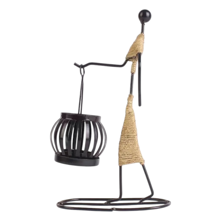 Подсвечник в скандинавском минималистичном стиле металлический в форме человечка 27х15 см