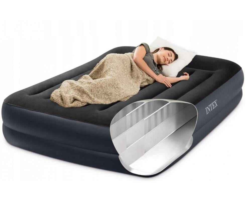 Надувная двуспальная кровать Intex 64124 со встроенным электронасосом 203х152х42 см Черный - фото 2