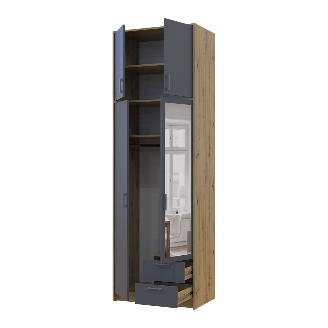 Антресоль висока Doros Ронді 2 ДСП 82х52х65 см Дуб Артізан/Графітовий (41516180) - фото 8 Антресоль висока Doros Ронді 2 ДСП 82х52х65 см Дуб Артізан/Графітовий (41516180) - фото 8