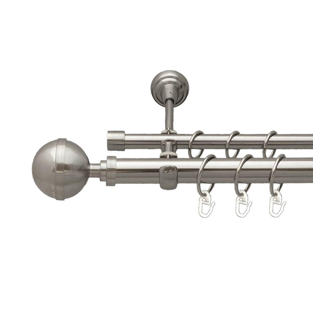 Карниз Orvit Калисто двухрядный гладкий Нержавеющая сталь (7075308)