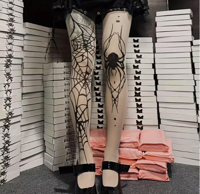 Колготки капроновые Хэллоуин с принтом пауков для вечеринок Черный (1317) - фото 4 Колготки капроновые Хэллоуин с принтом пауков для вечеринок Черный (1317) - фото 4