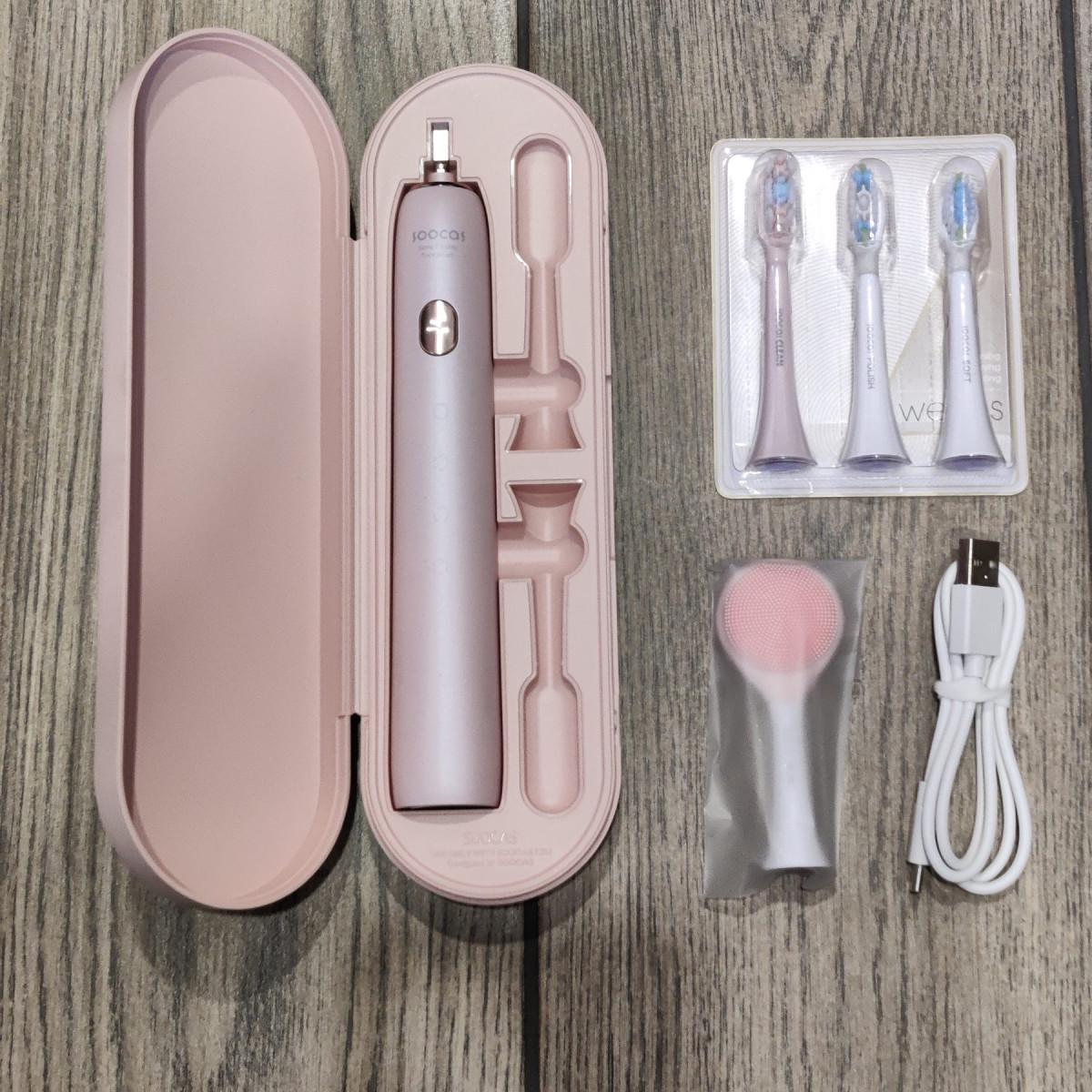 Зубна щітка звукова Soocas X3U Blue Edition Global з фуляром та 4-ма насадками Рожевий (2874) - фото 2