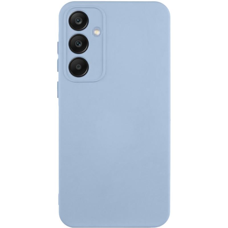 Противоударный чехол TPU GETMAN Liquid Silk Full Camera для Samsung Galaxy S24 FE Голубой / Lilac Blue