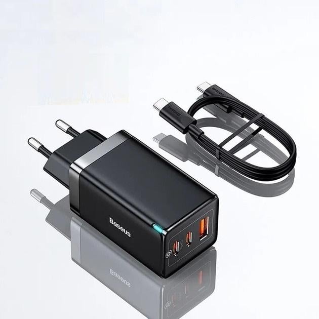 Зарядний пристрій мережевий BASEUS GaN3 Pro Fast Charger 2C/U 65W Black (25397466)