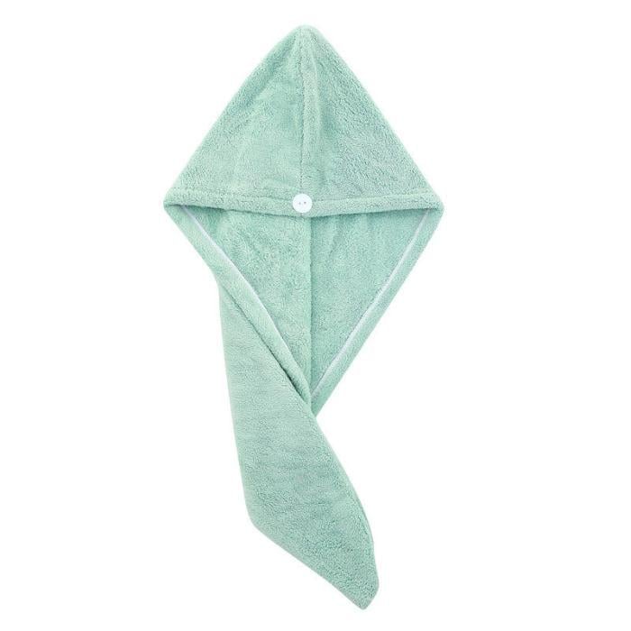 Полотенце тюрбан для сушки волос из микрофибры с пуговицей HairTowel 64х24 см Зеленый (1689)
