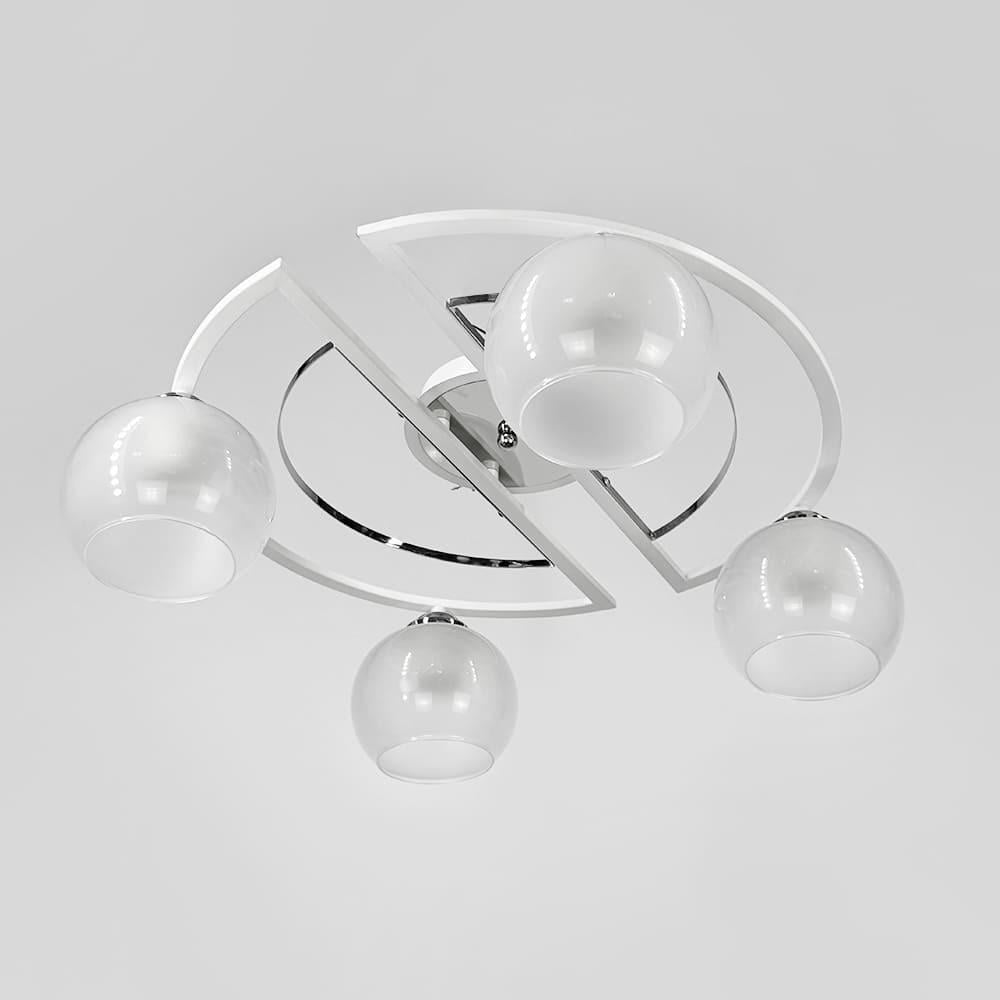 Люстра стельова на 4 плафони Ø 47 см Білосніжний (51795/4 CH+WT+WT) - фото 1