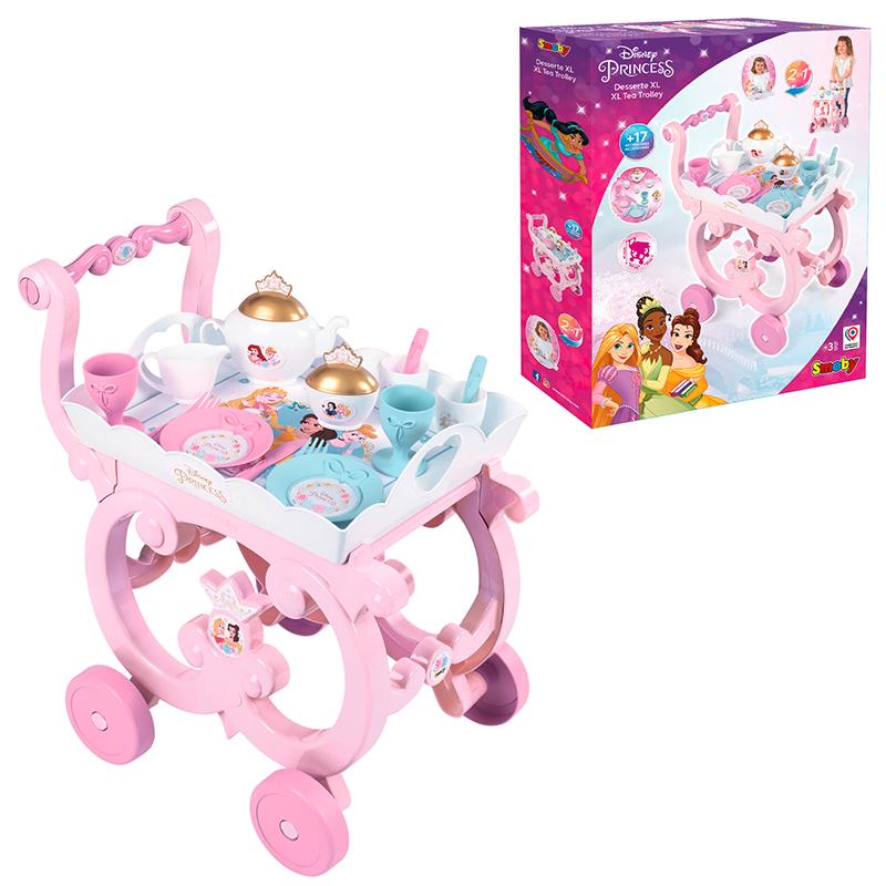 Тележка Smoby Дисней Принцессы со съемным подносом с сервизом 44х31х47,5 см - фото 2 Тележка Smoby Дисней Принцессы со съемным подносом с сервизом 44х31х47,5 см - фото 2