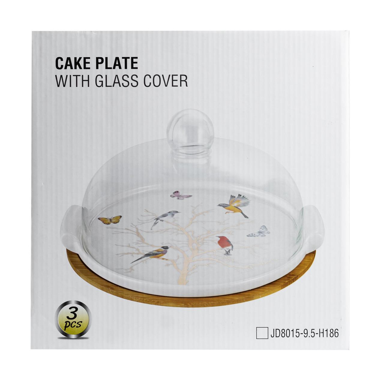 Тортовница керамическая со стеклянной крышкой на бамбуковой подставке HP1203 (A-032685) - фото 5 Тортовница керамическая со стеклянной крышкой на бамбуковой подставке HP1203 (A-032685) - фото 5