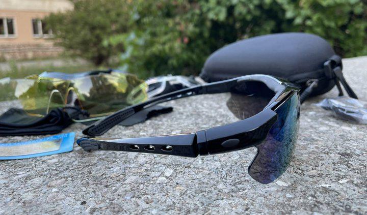 Очки баллистические спортивные защитные Oakley Polarized 5 сменных линз с поляризацией и чехлом (1141) - фото 4