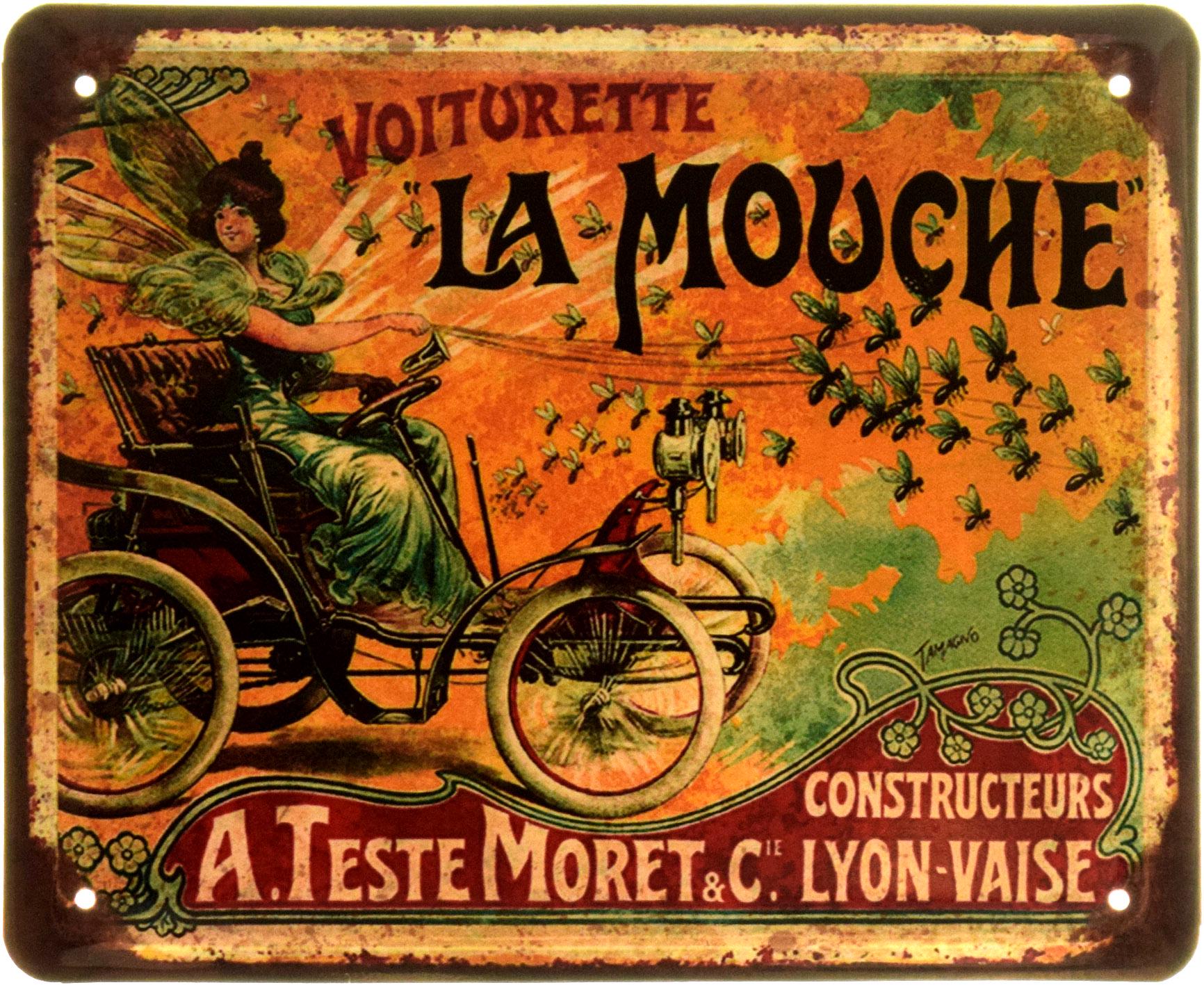 Табличка металлическая "Voiturette La Mouche" 18x22 см (ms-103957)
