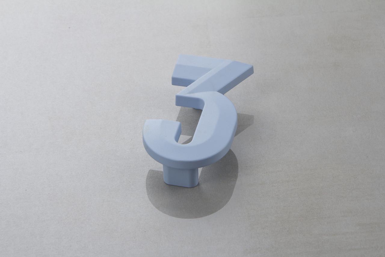 Мебельная ручка Poliplast цифра тройка РП-3 Голубой матовый (16229) - фото 1