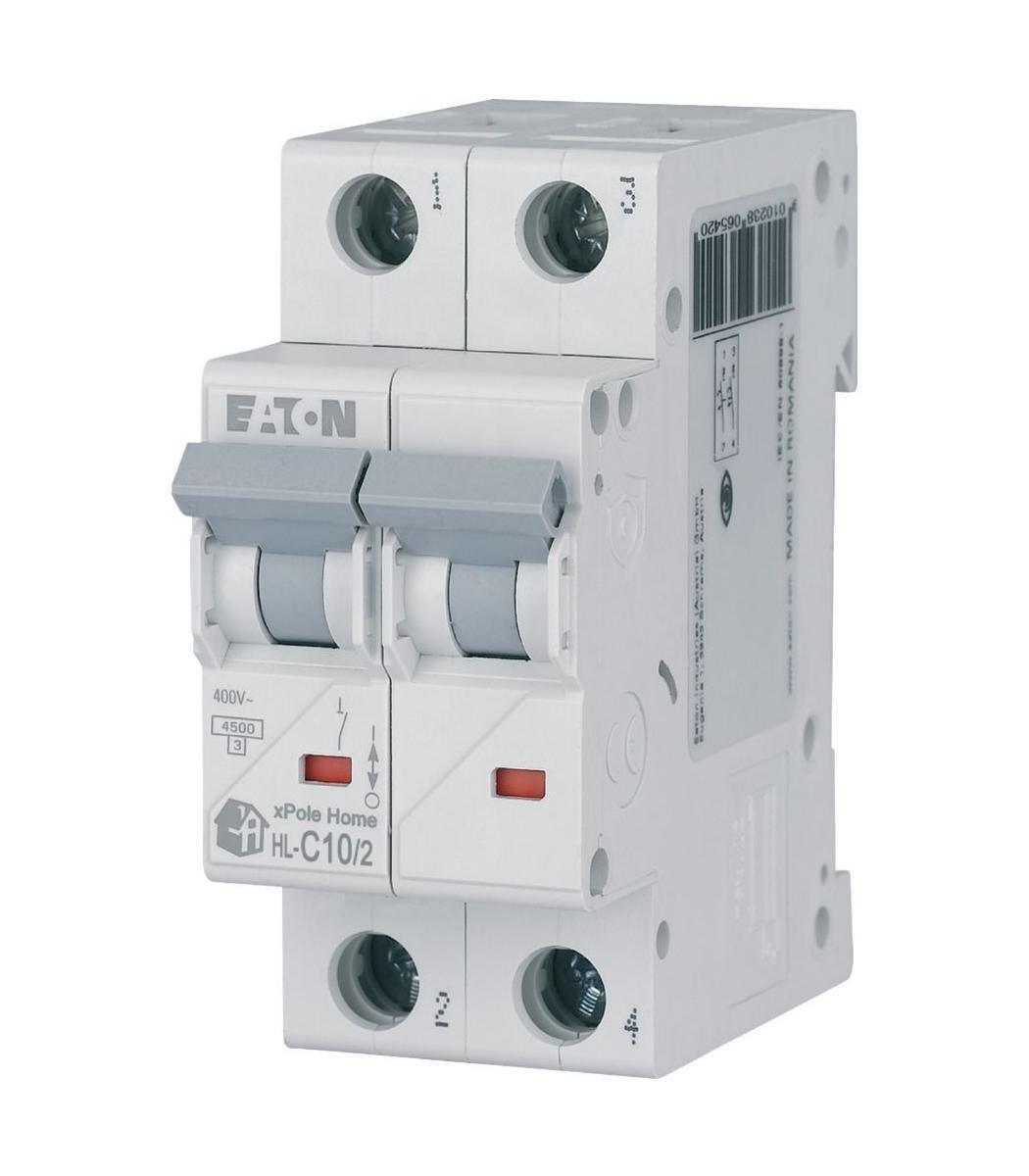 Автоматический выключатель Eaton xHome HL-C10/2 10А двухполюсный/кривая C/Iкз 4,5 кA (194769)