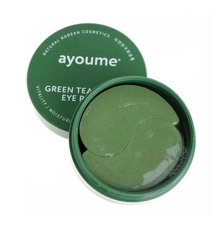 Увлажняющие гидрогелевые патчи против отеков Green Tea Aloe Eye Patch Ayoume 60 шт. (8809239804159)